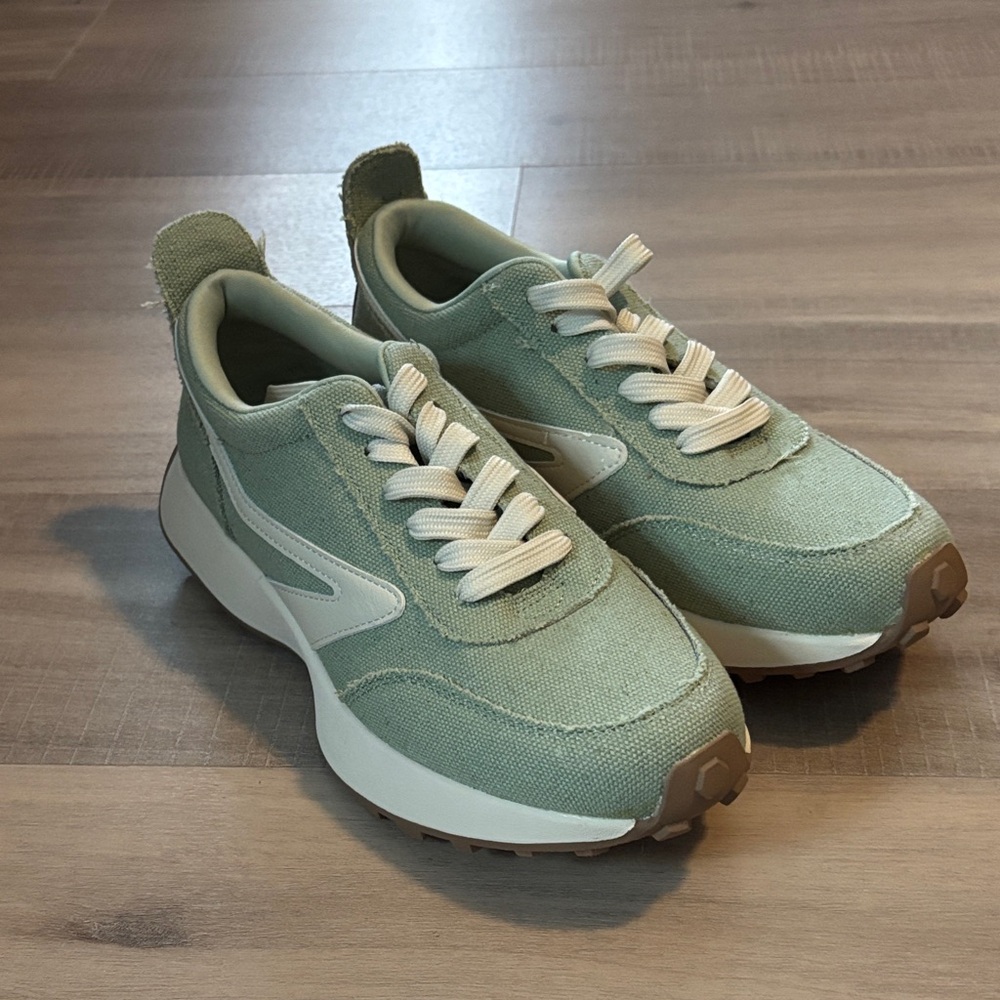 Dolce Vita Mint Green Canvas Sneakers with Cream Details